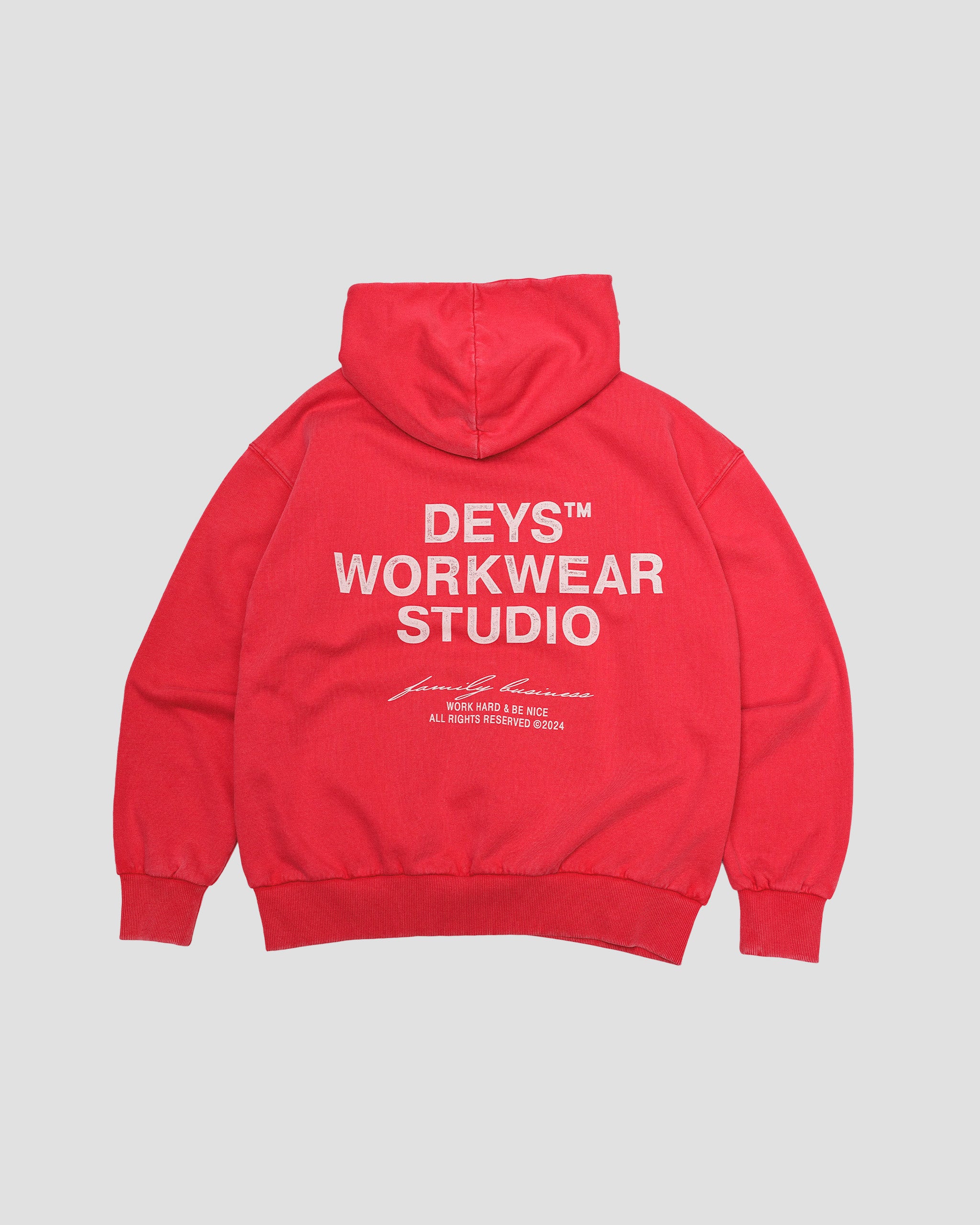 Hillside Hoodie - Washed Red – DEYS WORK