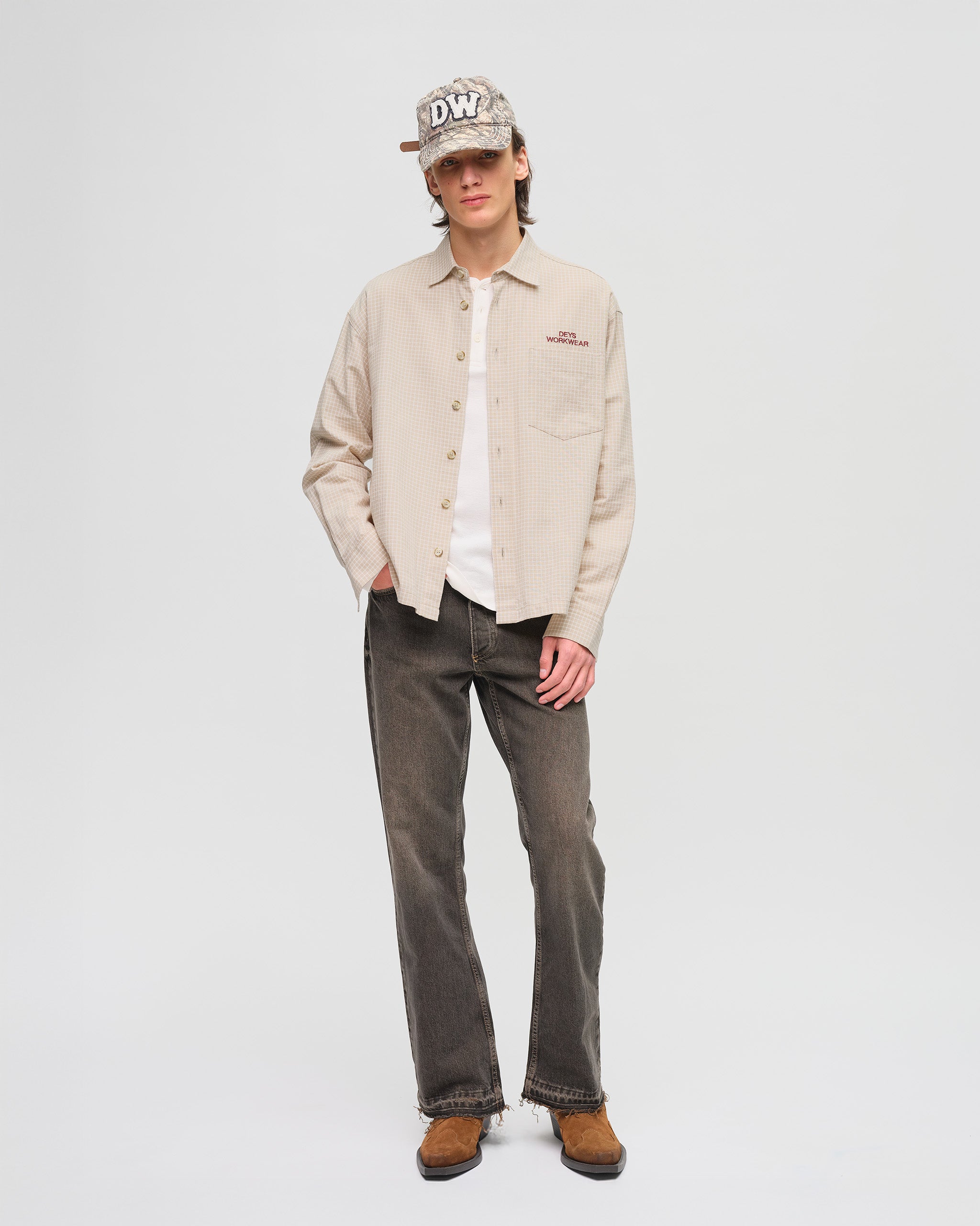 Bellflower Shirt - Beige Check – DEYS WORK