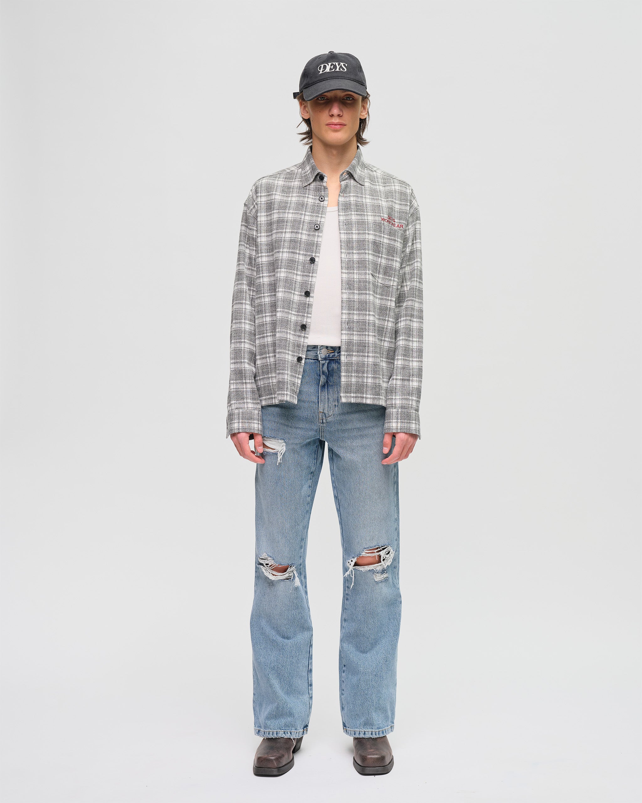 Bellflower Spring Flannel - Charcoal Check – DEYS WORK